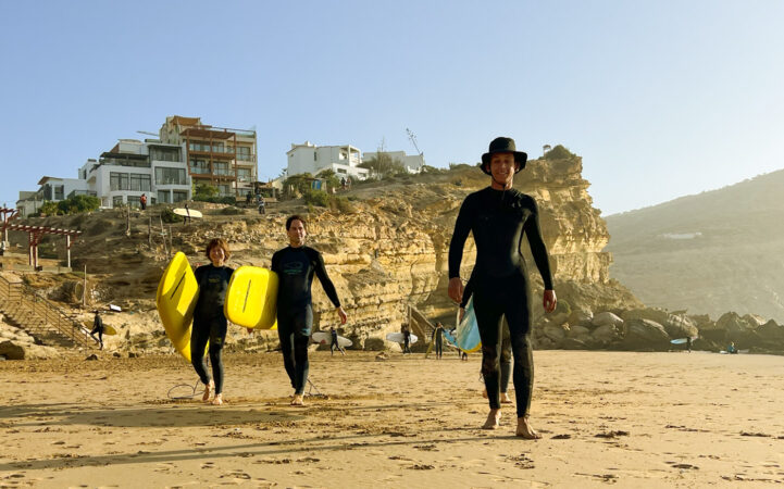 Imsouane surf lesson couple with Hicham from Cactus Surf Experience