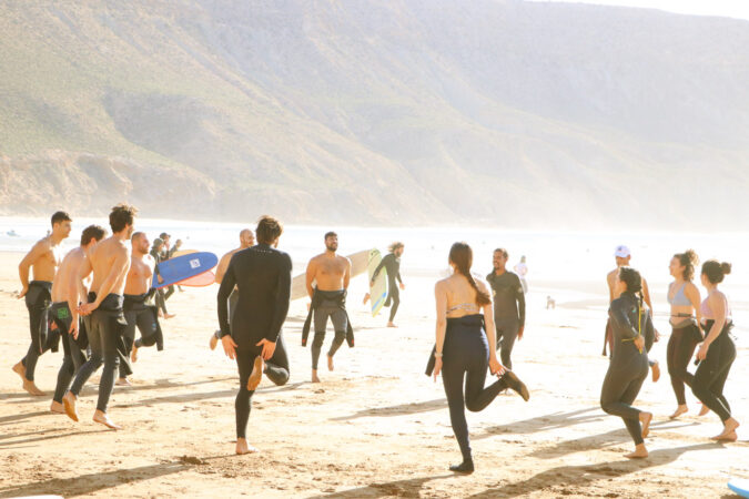 Group Surf Warm Up with instructor