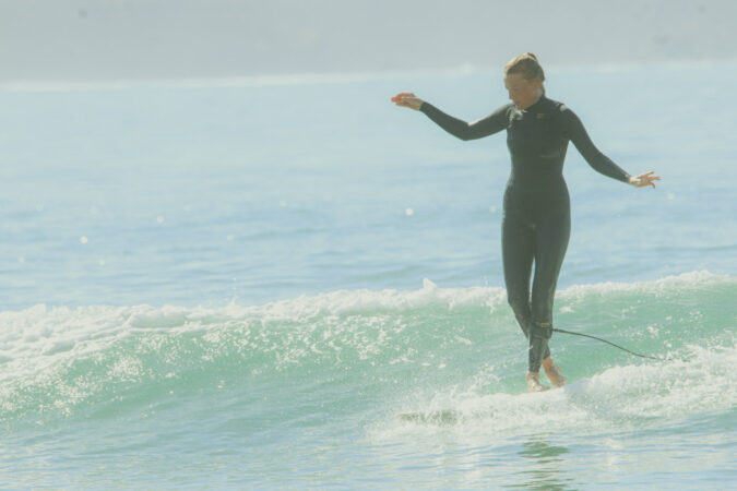 Girl on board cross stepping in imsouane